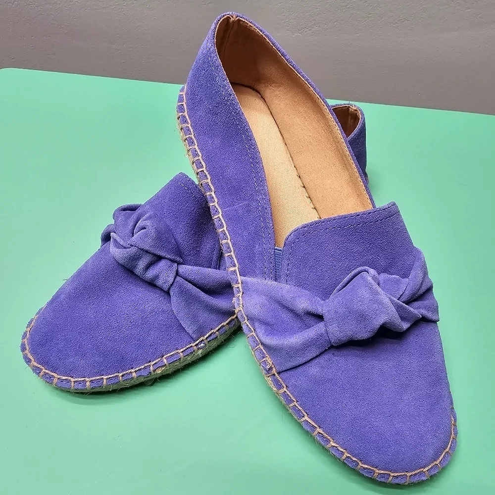 Talbots Suede Purple Espadrilles with Bow Detail